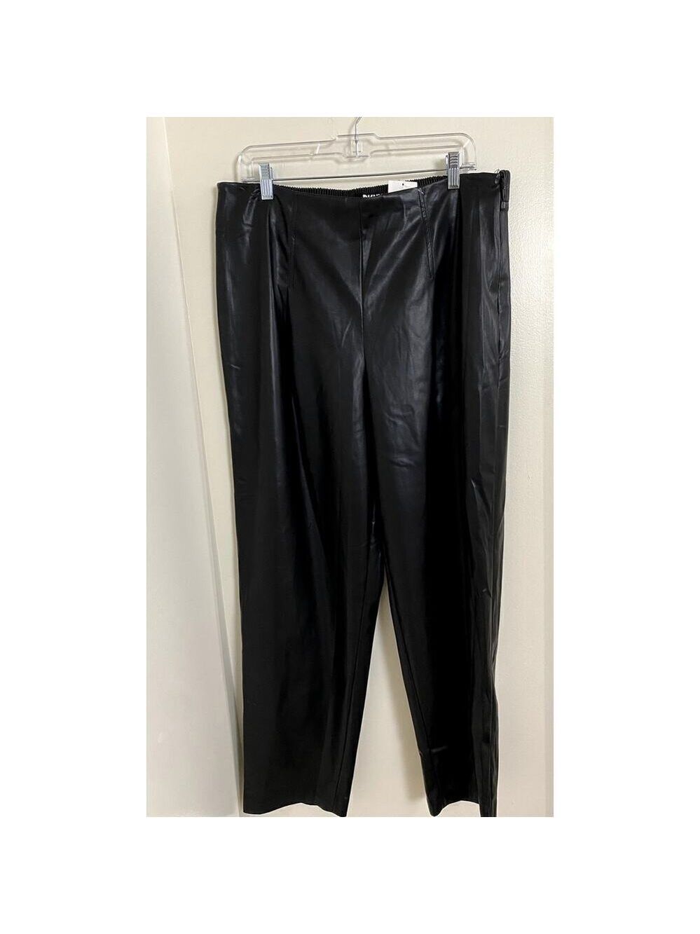 DKNY Black Vegan Leather Pants - Sz. Large (NWT)